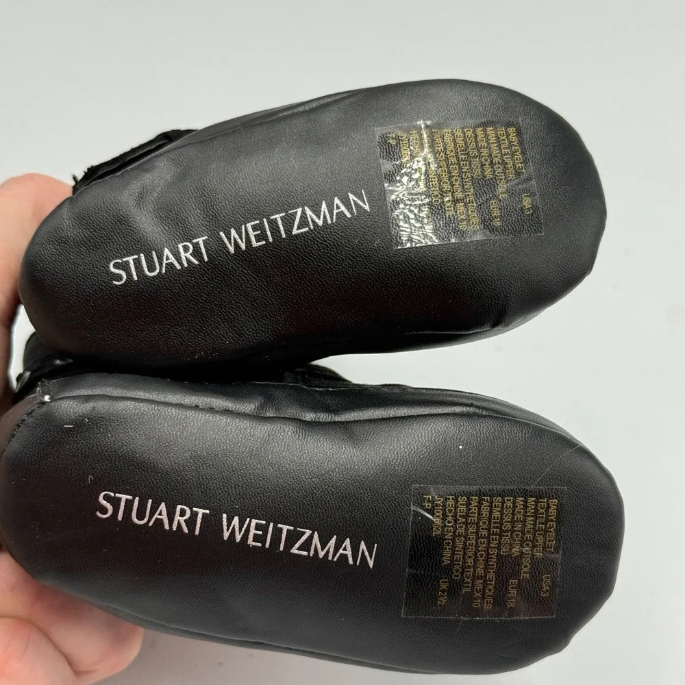 Stuart Weitzman Baby Eyelet Black Buckle Zip Crib Boots‎ Infant Size US 3 EUR 18